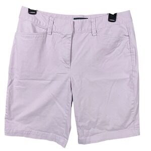 Lands End Womens Size 6 Mid Rise Chino Shorts Lavender Purple Classic Steretch